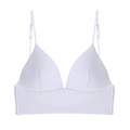 White ribbed knit bralette with thin straps and a minimalist seamless cotton design - White