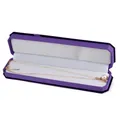 Purple velvet necklace gift box with elegant pearl pendant and gold chain display - Necklace Box / Purple With White Interior
