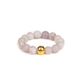 Detailed macro view of natural lavender and pink stone beads with a gold 18K bead ring - Light Purple (FN0193)