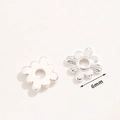 Bright silver 6mm daisy flower bead caps for jewelry making with polished metal petals - No.12 Square Eight-Petal Bead Cap 6mm