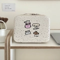 Mallette à maquillage crème avec motifs de dessins animés sur étagère en bois - Paradis Tacheté