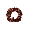 Classic coffee brown satin scrunchie with silk texture and soft elastic band for hair - Medium / Red Brown