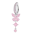 Pink crystal butterfly navel ring with silver stainless steel bar for women - Butterfly Style (Silver Pink)