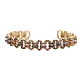 Adjustable gold plated copper bangle with colorful zircon geometric link design - Multicolor Gemstone Geometric