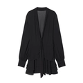 Elegante zwarte mini-jurk met V-hals, gelaagde ruches en tailleband detail - XS / Zwart