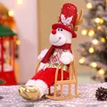 Gnomo reno de Navidad con lentejuelas rojas en mecedora amarilla, 35cm de alto - Reno en mecedora roja