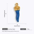 Gouden kroon en blauwe hoorn hanger van roestvrij staal met afmetingen - Ronde Kop Chili Emaille Hanger - Goud - Blauw