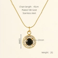 Collana doppia in acciaio inossidabile placcato oro 18K con pendente in zircone nero - Zircone Nero