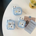 Light blue silicone Pochacco AirPods Pro case with 3D character and carabiner - Lying Blue Puppy + Carabiner / AirPods 1/2 Gen