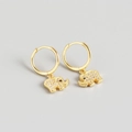 Minimalistische S925 Sterling Silber Creolen mit vergoldeten Diamant Elefantenanhängern - 925er Silber / Gold