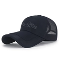 Berretto da baseball in mesh traspirante blu navy con ricamo Sportsoo e visiera lunga - Blu