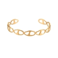 Brazalete abierto ajustable de acero dorado con diseño de eslabones de ancla - Brazalete de Eslabones de Ancla Abierto (Dorado)