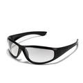 Y2K style sports sunglasses with black wraparound frame and clear lenses for women - Silver Mirrored