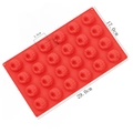 Macro view of a 24-cavity red raspberry silicone mold with precise size measurements - 24-Cavity Raspberry White