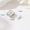 White clover shell clasp with zircon inlay for jewelry making, 20.3x17mm size - Palladium White Shell Clover