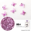 Detail view of purple resin butterfly nail charms with black dots and packaging details - Simulated Butterfly A6# (Pink Spotted)
