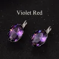 Elegante violett-rote ovale Zirkon-Ohrringe mit Lever-Back-Verschluss für Damen - Fuchsie
