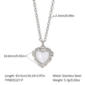 Collana a cuore retrò francese in argento con intarsio in madreperla perlata - Collana Cuore Argento (YYN025127-P) / Argento (YYN025127-P)