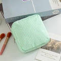 Pochette da viaggio quadrata a strisce bianche e verdi in tessuto seersucker - Verde