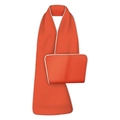 Waterproof adult orange velvet bib with a matching warm hand pouch and grey piping trim - Single Layer / Orange