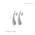 Polierte silberne Wassertropfen-Ohrringe aus Edelstahl, 29 mm hohe Variante für Damen - Polierter Glatter Stil / Silberner Glatter Stil