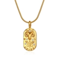 Collar de Aries de acero inoxidable dorado con colgante ovalado de circonitas - Aries