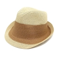Two-tone woven straw panama hat in beige and light brown for summer sun protection - M (56-58cm) / Beige + Khaki