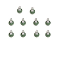Macro detail of ten green enamel shell pendants with pearls and top hanging rings - Small / Green