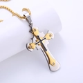 Vintage gelaagde roestvrijstalen kruis ketting met diamanten en gouden box ketting - Met ketting / Tweekleurig Goud Zilver (Stijl 2)