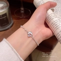Elegant silver bracelet with blue heart zircon, pearl chain and dolphin charm - S666 Silver