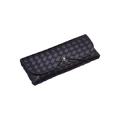 Portable black woven leather sunglasses case with gold ball clasp and elastic closure - Black Woven Case with Lanyard