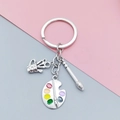 Portachiavi artistico in argento con tavolozza e pennello in smalto colorato - Stile portachiavi / Argento
