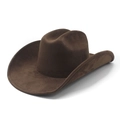 Sombrero vaquero occidental clásico de ante marrón oscuro con ala ancha y textura de fieltro - M (56-58cm) / Marrón