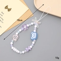 Dragonne de téléphone en perles avec ours bleu et nœud violet, accessoire coloré de 18 cm - Style Ours Violet (K3722)