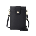 Vertikale schwarze Mini-Handytasche aus Leder mit goldenem Magnetverschluss - Schwarz