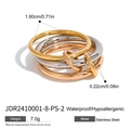 Stacked stainless steel rings set in multiple colors with waterproof and hypoallergenic finish - Stackable Multi-Ring Combination Style (JDR2410001-8-PS-2)