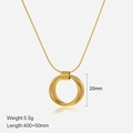 Gouden titanium stalen ketting met drie in elkaar grijpende cirkels en afmetingen - Goud