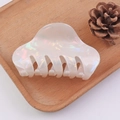 Elegant iridescent white pearl hair claw clip with glossy shell texture for women - Pumpkin Gear / AB White