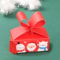 Scatola regalo di Natale rossa con disegni di Babbo Natale e manico a fiocco - Fiocco rosso / Babbo Natale Rosso