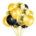8th birthday balloon kit in gold and black with crown motif and confetti for party decor - 8 Years Old