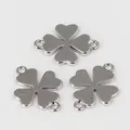 Connecteurs trèfle en métal argenté pour bracelets et colliers faits à la main DIY - Trèfle à quatre feuilles / Plaqué or blanc