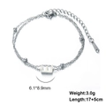 Double-layer stainless steel bead bracelet featuring a letter E pendant and lobster clasp - Letter-E / Silver