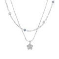 Collana a doppio strato in argento con ciondolo a stella, cristalli blu e zirconi - Argento