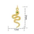 Gold-plated snake pendant with green and white crystals, sized 26mm by 12mm - Gold White Zirconia-Snake 1101