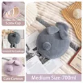 700ml purple plush hot water bottle with cute bunny ears and leakproof screw cap - 700ml / Round / Dark Gray