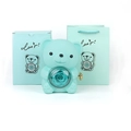 Portagioie a forma di orso blu Tiffany con rosa stabilizzata e set di borsa regalo - Confezione Regalo Blu Chiaro