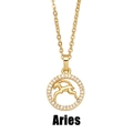 Détail du pendentif constellation Bélier avec placage d'or et zircons étincelants - Bélier