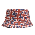 Reversible bucket hat with Union Jack flag print, red white blue sun protection cap - L(58-60cm) / UK Flag Style