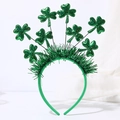 Sparkly green shamrock headband for St. Patrick's Day with sequin clover decorations - Style 3 - Sequin Shamrock Tinsel Headband
