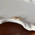 S925 sterling silver gold ring featuring a pearl and diamond-encrusted angel wing design - Angel Wings Pearl Diamond (J6124)